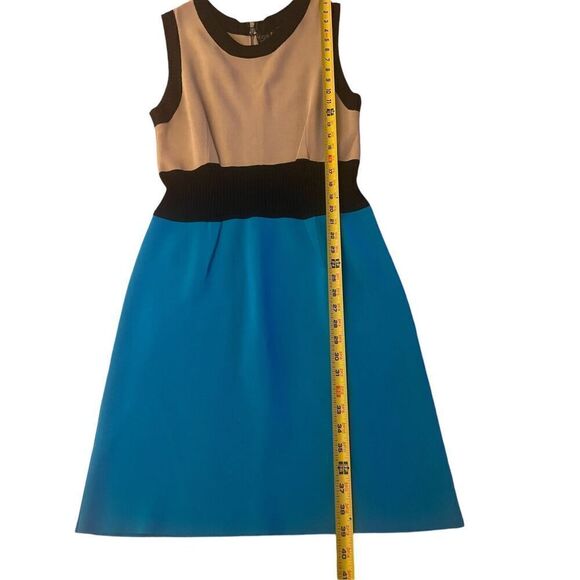 Yigal Azrouel Colorblock Knit Sweater Bodycon Dress Blue/ Tan Size L bandage - Picture 7 of 9